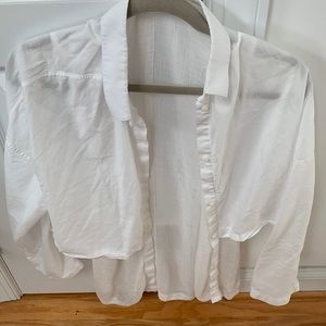 HELMUT LANG tiered white shirt size medium 100%cotton